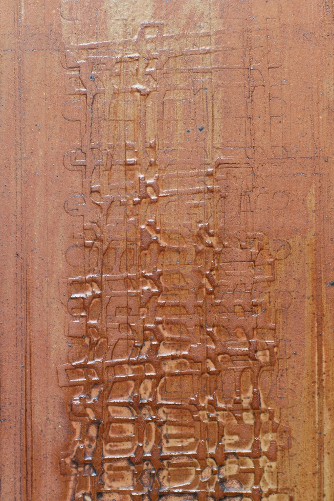 Detail of a wall-mounted ceramic from Scaffolds: Ceramic, 2026, by Matt King. Ceramic.