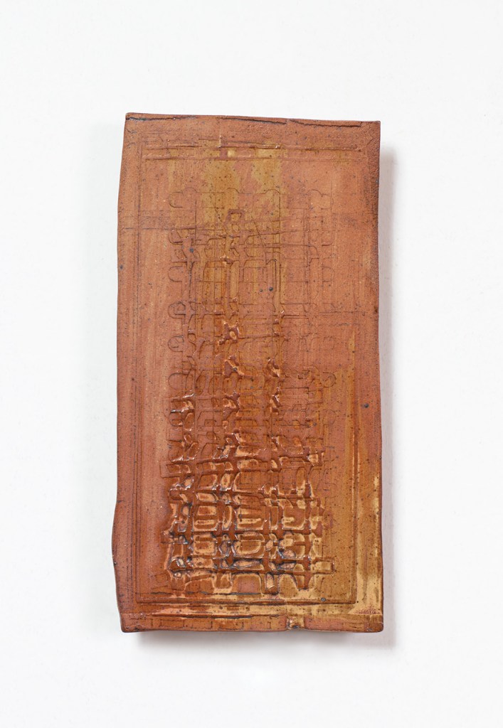 A wall-mounted ceramic from Scaffolds: Ceramic, 2026, by Matt King. Ceramic.