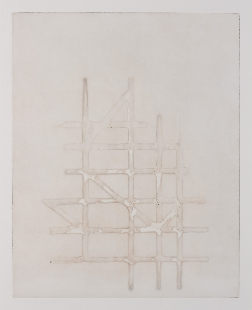 An etching from Scaffolds: Photogravure, 2025, by Matt King. Polymer photogravure etching.